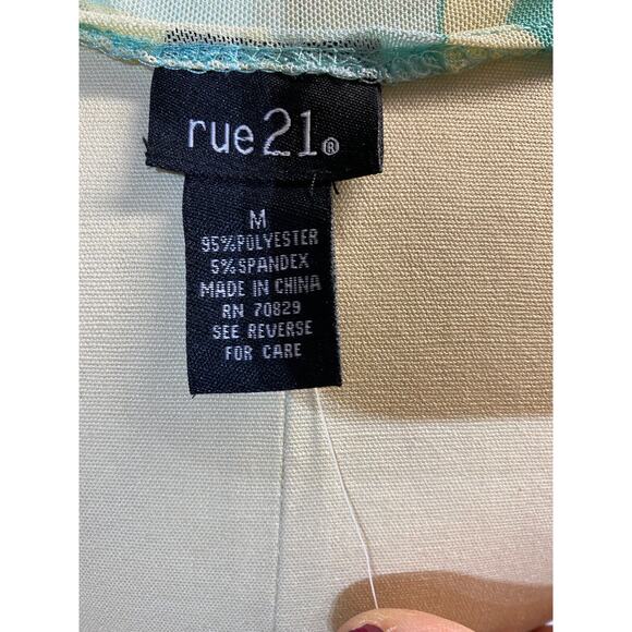 New Mod Psychedelic Bodysuit Blue Green Marbled Flowers Rue21 Womens Juniors XL - Picture 7 of 7